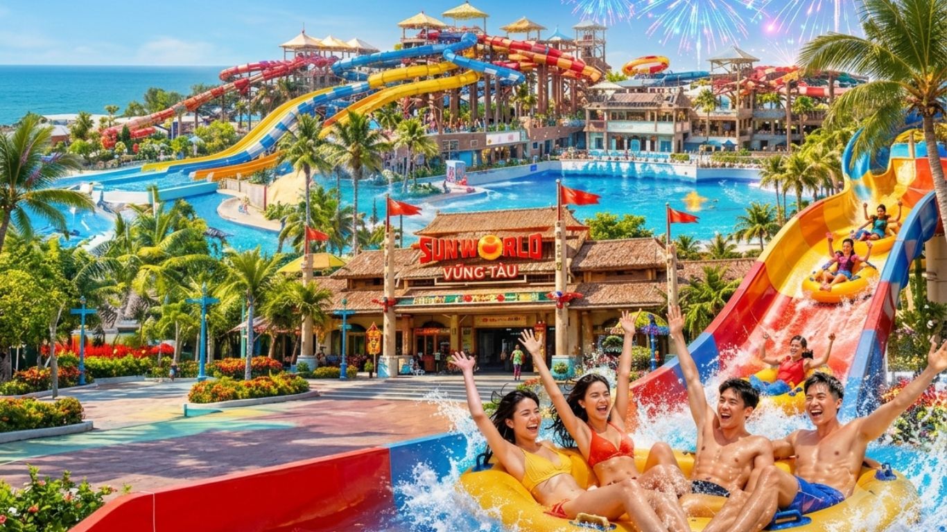 TOUR DU LỊCH BIỂN VŨNG TÀU| CÔNG VIÊN NƯỚC SUN WORLD| BUFFET TRƯA