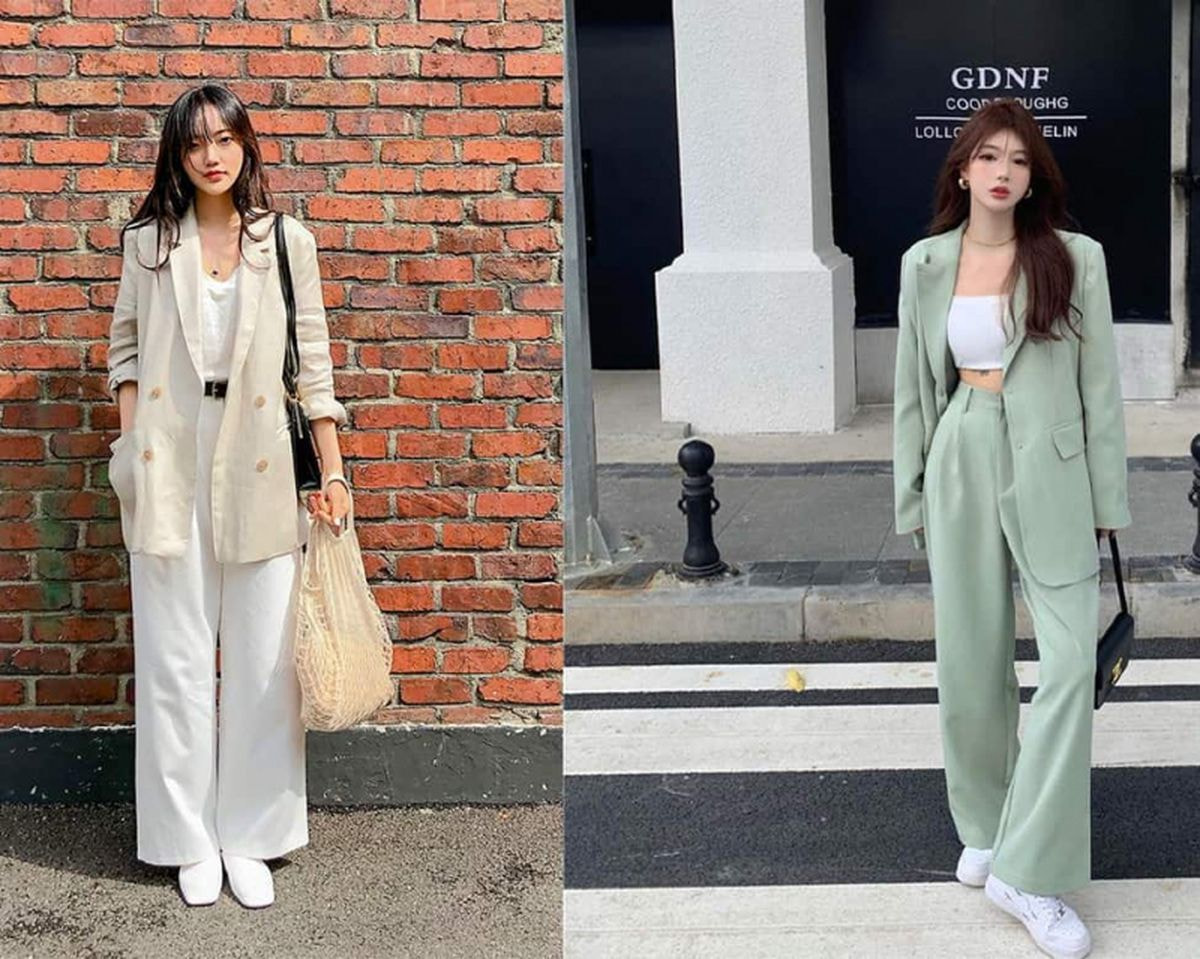 Blazer kết hợp cùng quần ống rộng mang lại vẻ ngoài quyền lực